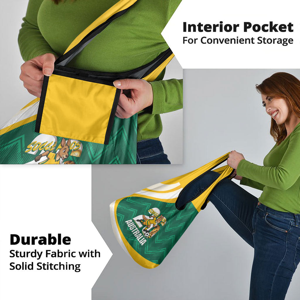 Australia 2026 Soccer Grocery Bag Go Socceroos Kangaroo Mascot Green Sporty