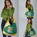 Australia 2026 Soccer Grocery Bag Go Socceroos Kangaroo Mascot Green Sporty