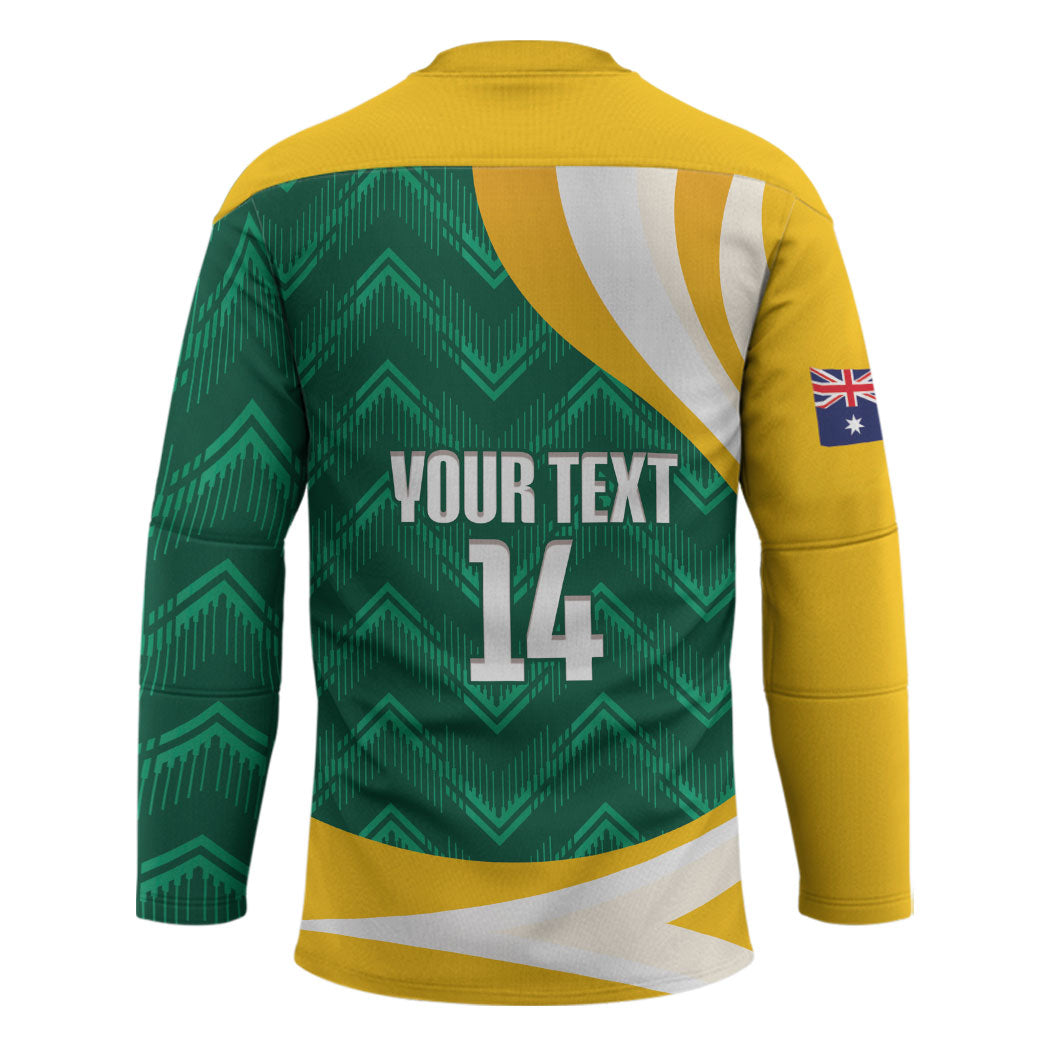 Australia 2026 Soccer Custom Hockey Jersey Go Socceroos Kangaroo Mascot Green Sporty
