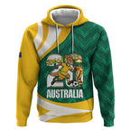 Australia 2026 Soccer Custom Hoodie Go Socceroos Kangaroo Mascot Green Sporty