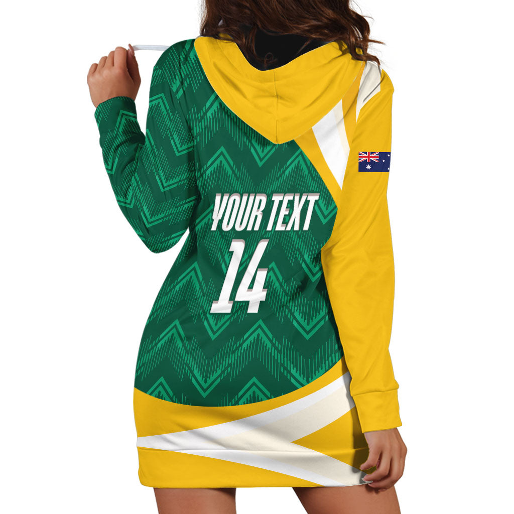 Australia 2026 Soccer Custom Hoodie Dress Go Socceroos Kangaroo Mascot Green Sporty