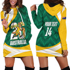 Australia 2026 Soccer Custom Hoodie Dress Go Socceroos Kangaroo Mascot Green Sporty