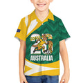 Australia 2026 Soccer Custom Kid Hawaiian Shirt Go Socceroos Kangaroo Mascot Green Sporty