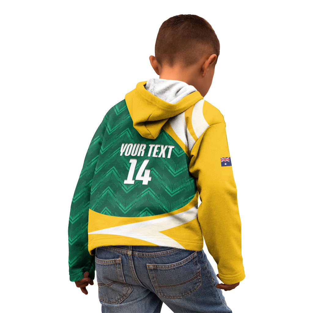 Australia 2026 Soccer Custom Kid Hoodie Go Socceroos Kangaroo Mascot Green Sporty