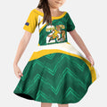 Australia 2026 Soccer Custom Kid Short Sleeve Dress Go Socceroos Kangaroo Mascot Green Sporty