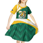 Australia 2026 Soccer Custom Kid Short Sleeve Dress Go Socceroos Kangaroo Mascot Green Sporty