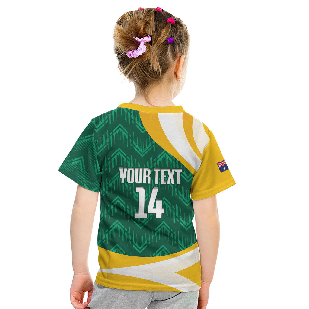 Australia 2026 Soccer Custom Kid T Shirt Go Socceroos Kangaroo Mascot Green Sporty