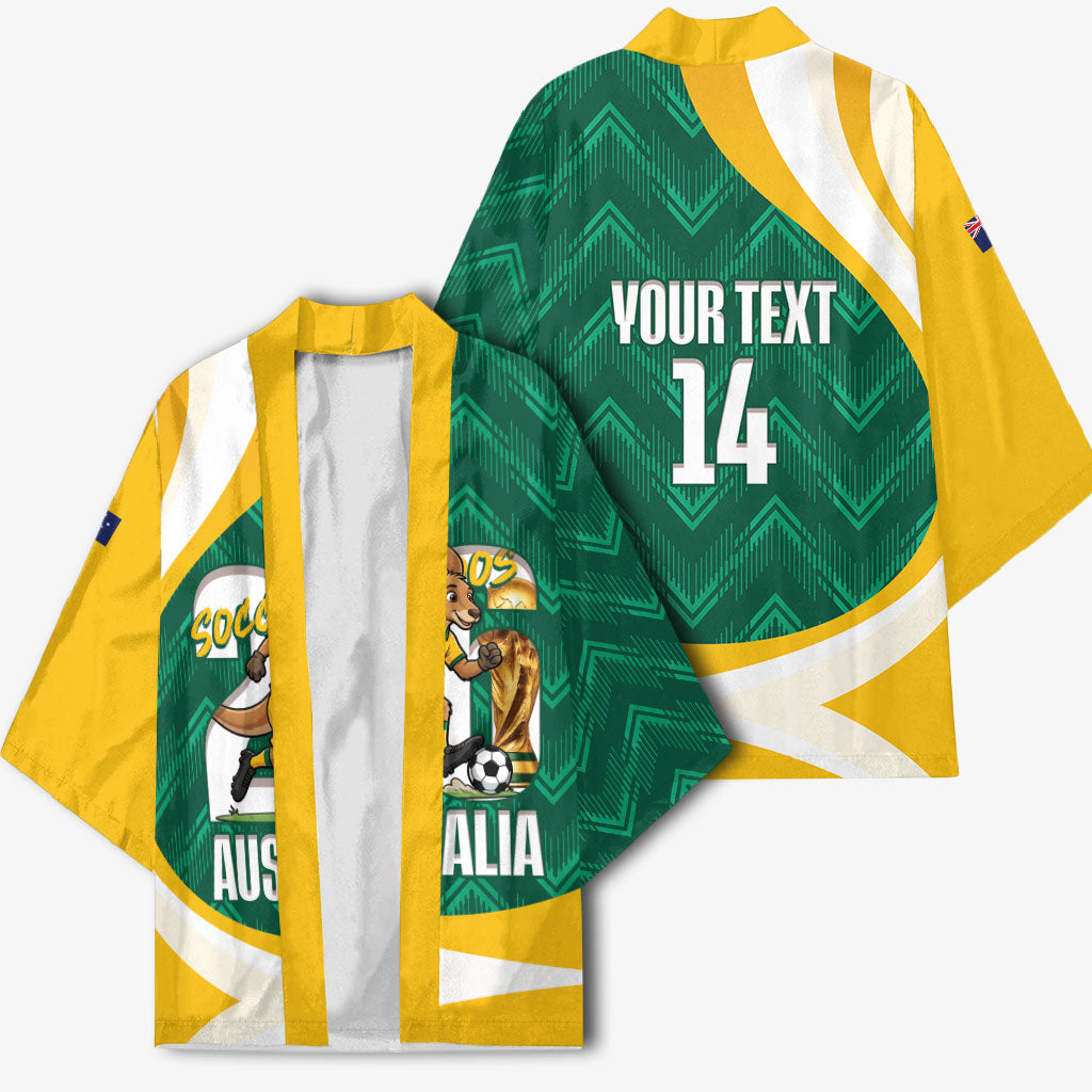 Australia 2026 Soccer Custom Kimono Go Socceroos Kangaroo Mascot Green Sporty