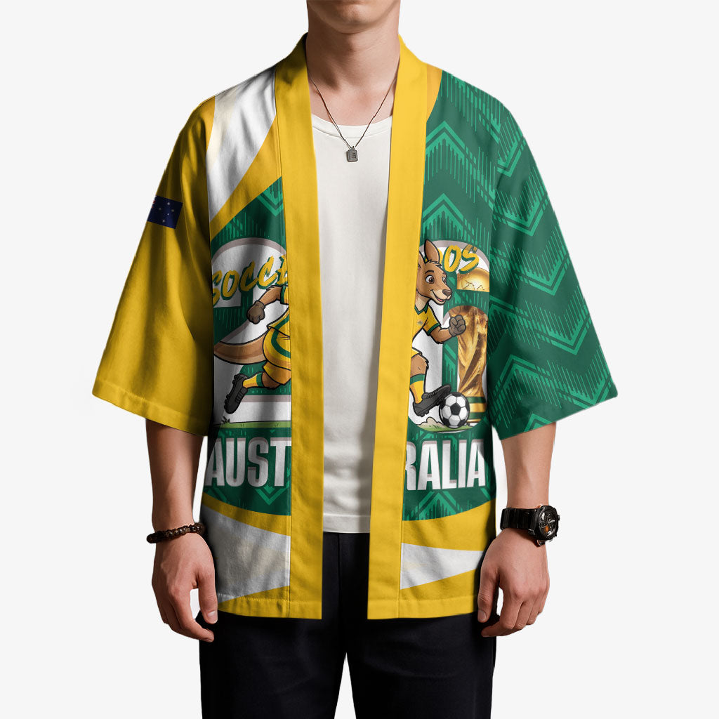 Australia 2026 Soccer Custom Kimono Go Socceroos Kangaroo Mascot Green Sporty
