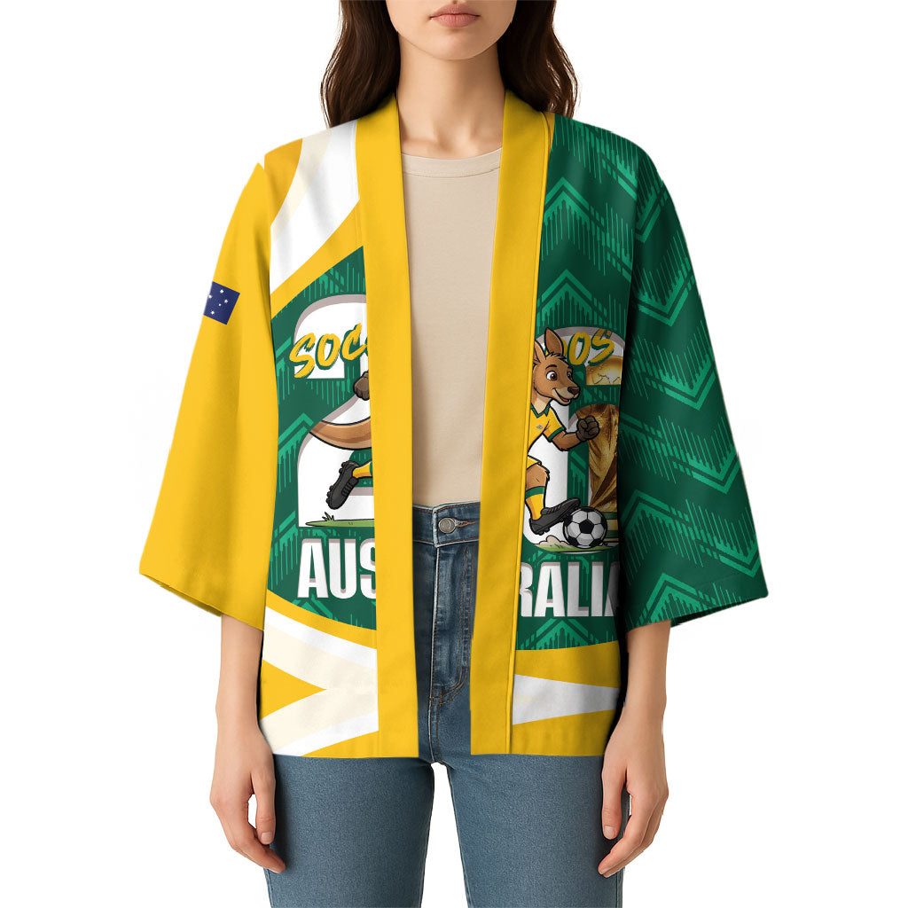Australia 2026 Soccer Custom Kimono Go Socceroos Kangaroo Mascot Green Sporty