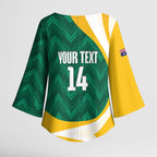 Australia 2026 Soccer Custom Kimono Sleeve Blouse Go Socceroos Kangaroo Mascot Green Sporty