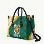 Australia 2026 Soccer Leather Bag Go Socceroos Kangaroo Mascot Green Sporty