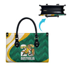 Australia 2026 Soccer Leather Bag Go Socceroos Kangaroo Mascot Green Sporty