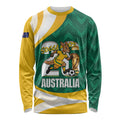 Australia 2026 Soccer Custom Long Sleeve Shirt Go Socceroos Kangaroo Mascot Green Sporty