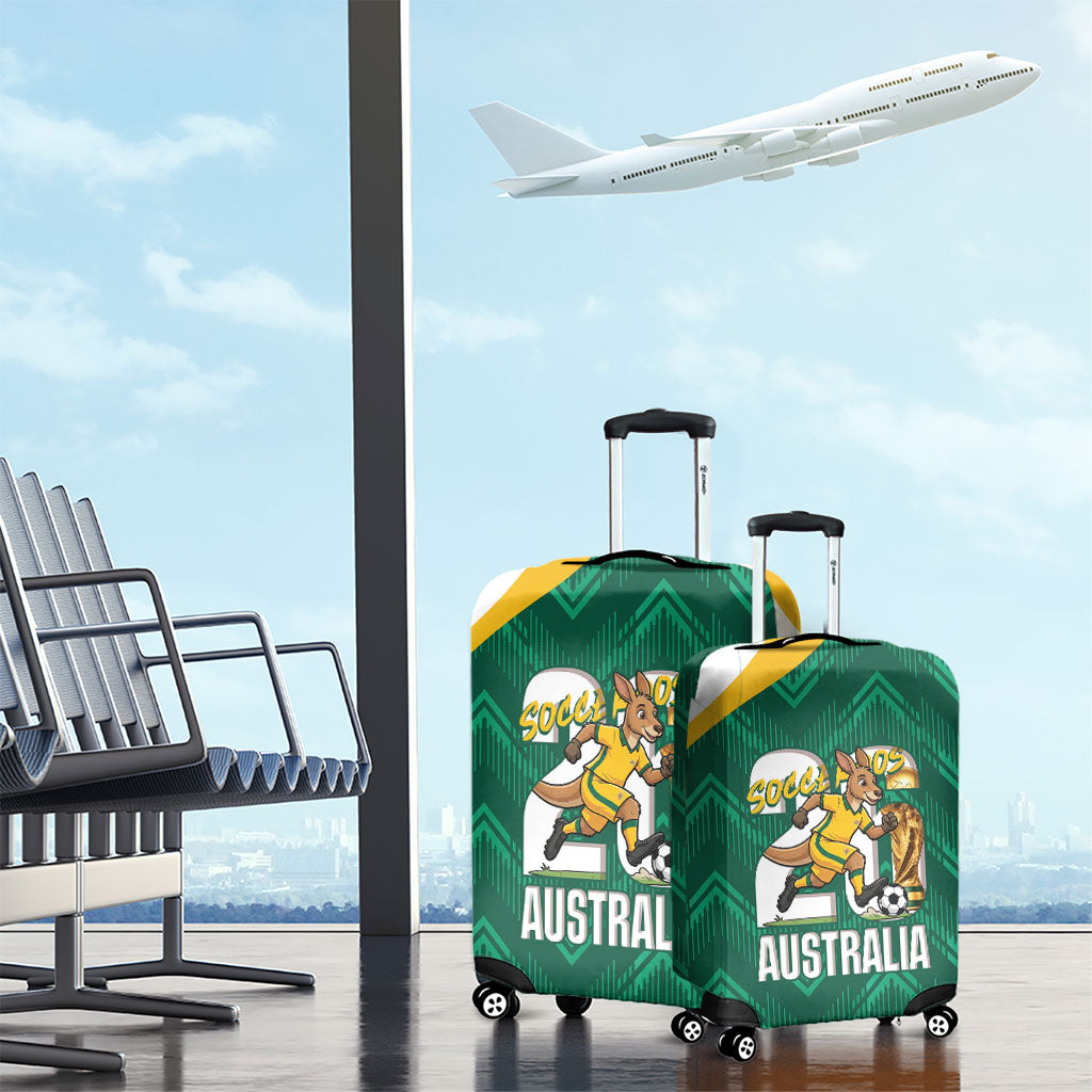 Australia 2026 Soccer Luggage Cover Go Socceroos Kangaroo Mascot Green Sporty