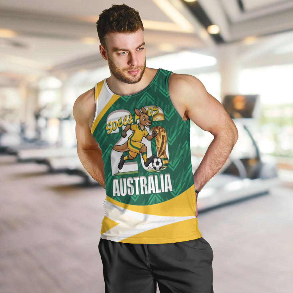 Australia 2026 Soccer Custom Men Tank Top Go Socceroos Kangaroo Mascot Green Sporty