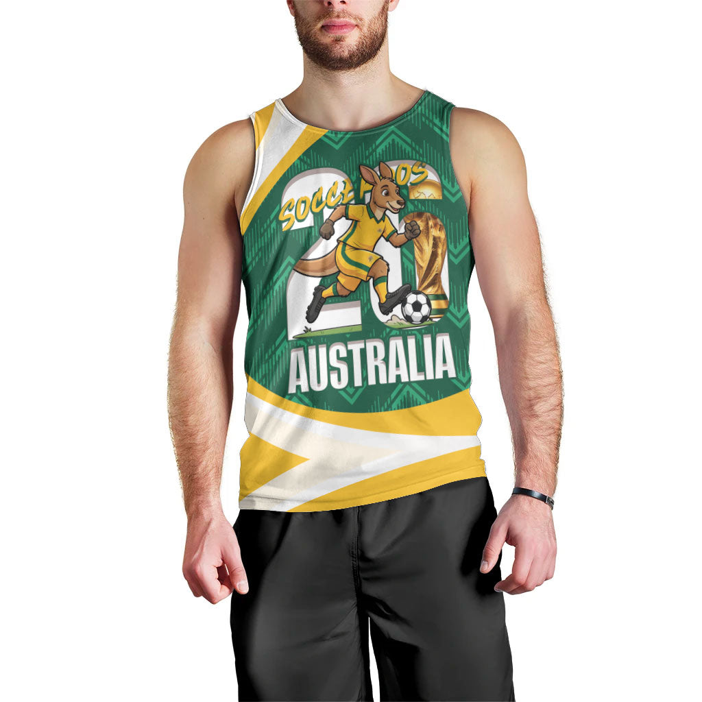 Australia 2026 Soccer Custom Men Tank Top Go Socceroos Kangaroo Mascot Green Sporty
