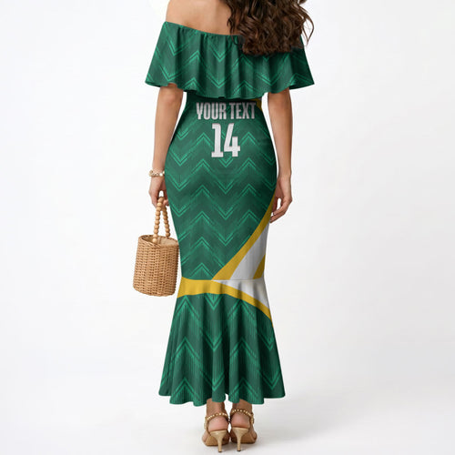Australia 2026 Soccer Custom Mermaid Dress Go Socceroos Kangaroo Mascot Green Sporty