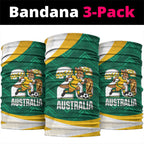 Australia 2026 Soccer Neck Gaiter Go Socceroos Kangaroo Mascot Green Sporty