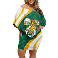 Australia 2026 Soccer Custom Off Shoulder Short Dress Go Socceroos Kangaroo Mascot Green Sporty