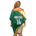 Australia 2026 Soccer Custom Off Shoulder Short Dress Go Socceroos Kangaroo Mascot Green Sporty