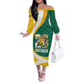 Australia 2026 Soccer Custom Off The Shoulder Long Sleeve Dress Go Socceroos Kangaroo Mascot Green Sporty