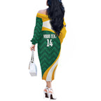 Australia 2026 Soccer Custom Off The Shoulder Long Sleeve Dress Go Socceroos Kangaroo Mascot Green Sporty