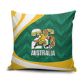Australia 2026 Soccer Pillow Cover Go Socceroos Kangaroo Mascot Green Sporty