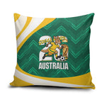 Australia 2026 Soccer Pillow Cover Go Socceroos Kangaroo Mascot Green Sporty
