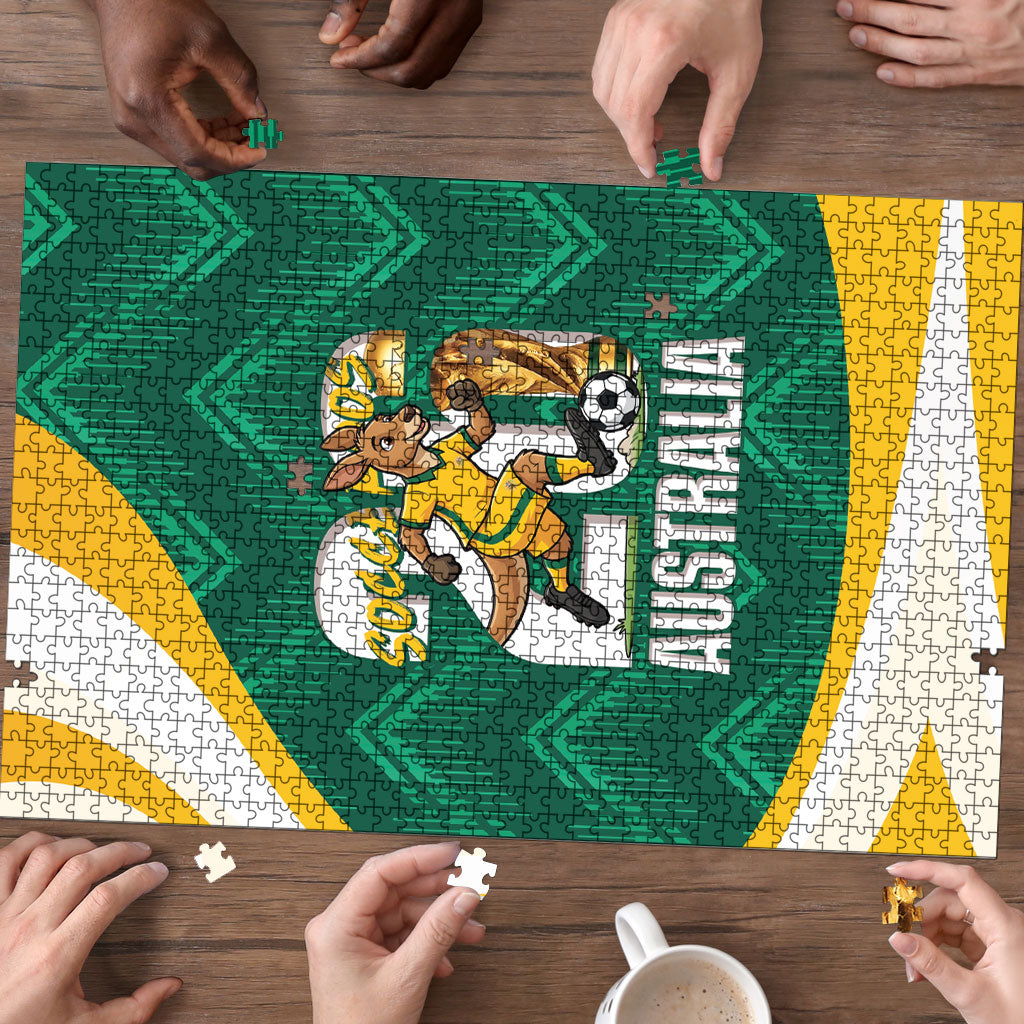 Australia 2026 Soccer Puzzle Go Socceroos Kangaroo Mascot Green Sporty