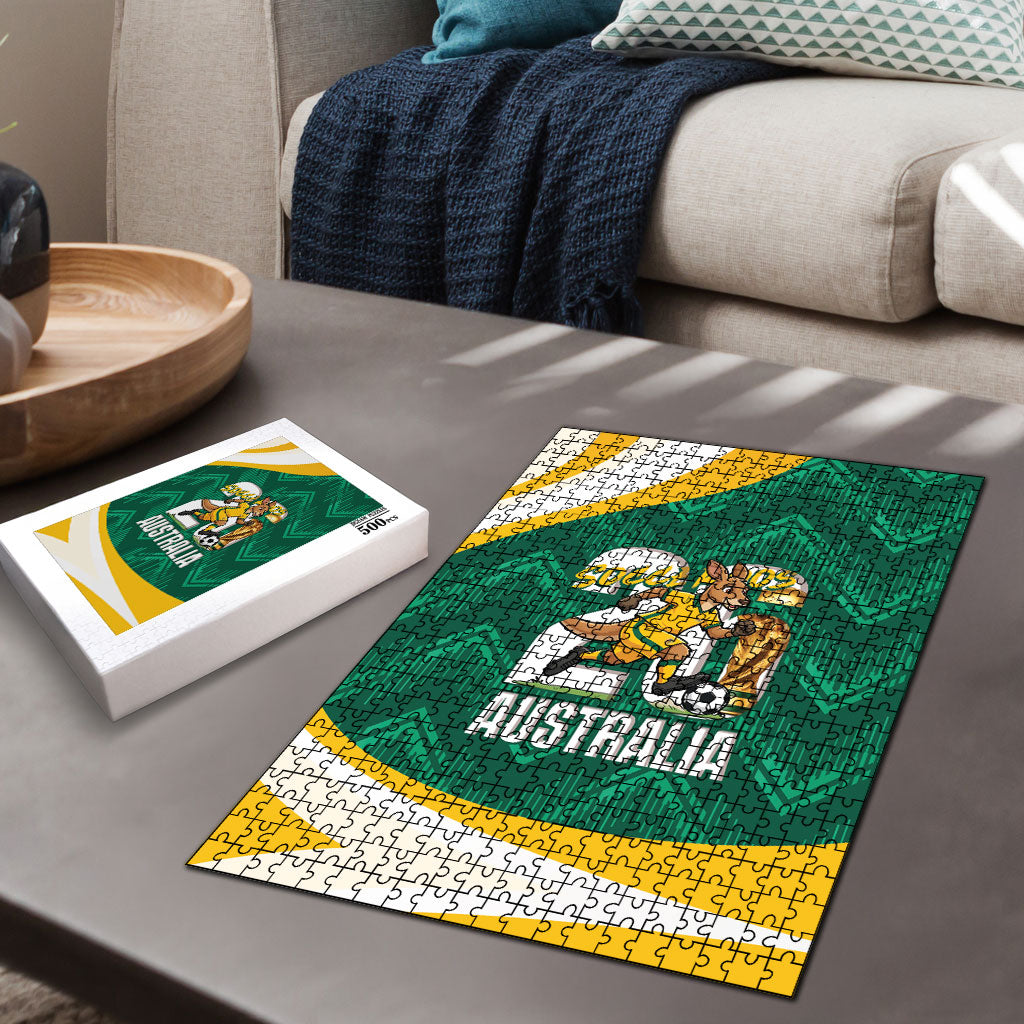 Australia 2026 Soccer Puzzle Go Socceroos Kangaroo Mascot Green Sporty