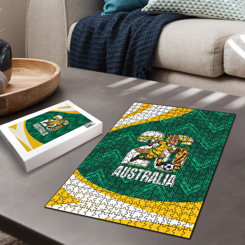 Australia 2026 Soccer Puzzle Go Socceroos Kangaroo Mascot Green Sporty
