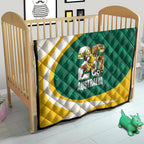 Australia 2026 Soccer Quilt Go Socceroos Kangaroo Mascot Green Sporty