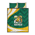 Australia 2026 Soccer Quilt Bed Set Go Socceroos Kangaroo Mascot Green Sporty