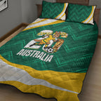 Australia 2026 Soccer Quilt Bed Set Go Socceroos Kangaroo Mascot Green Sporty