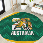 Australia 2026 Soccer Round Carpet Go Socceroos Kangaroo Mascot Green Sporty