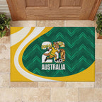 Australia 2026 Soccer Rubber Doormat Go Socceroos Kangaroo Mascot Green Sporty