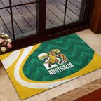 Australia 2026 Soccer Rubber Doormat Go Socceroos Kangaroo Mascot Green Sporty