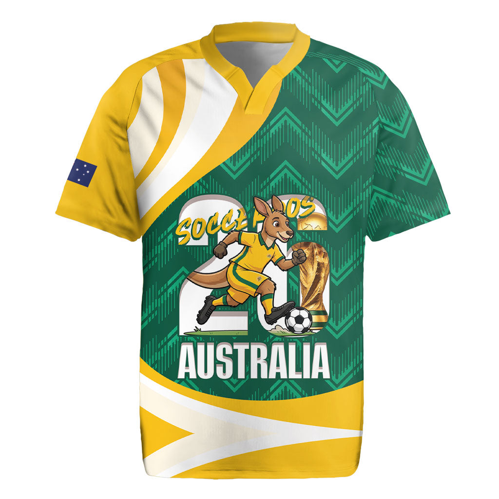 Australia 2026 Soccer Custom Rugby Jersey Go Socceroos Kangaroo Mascot Green Sporty