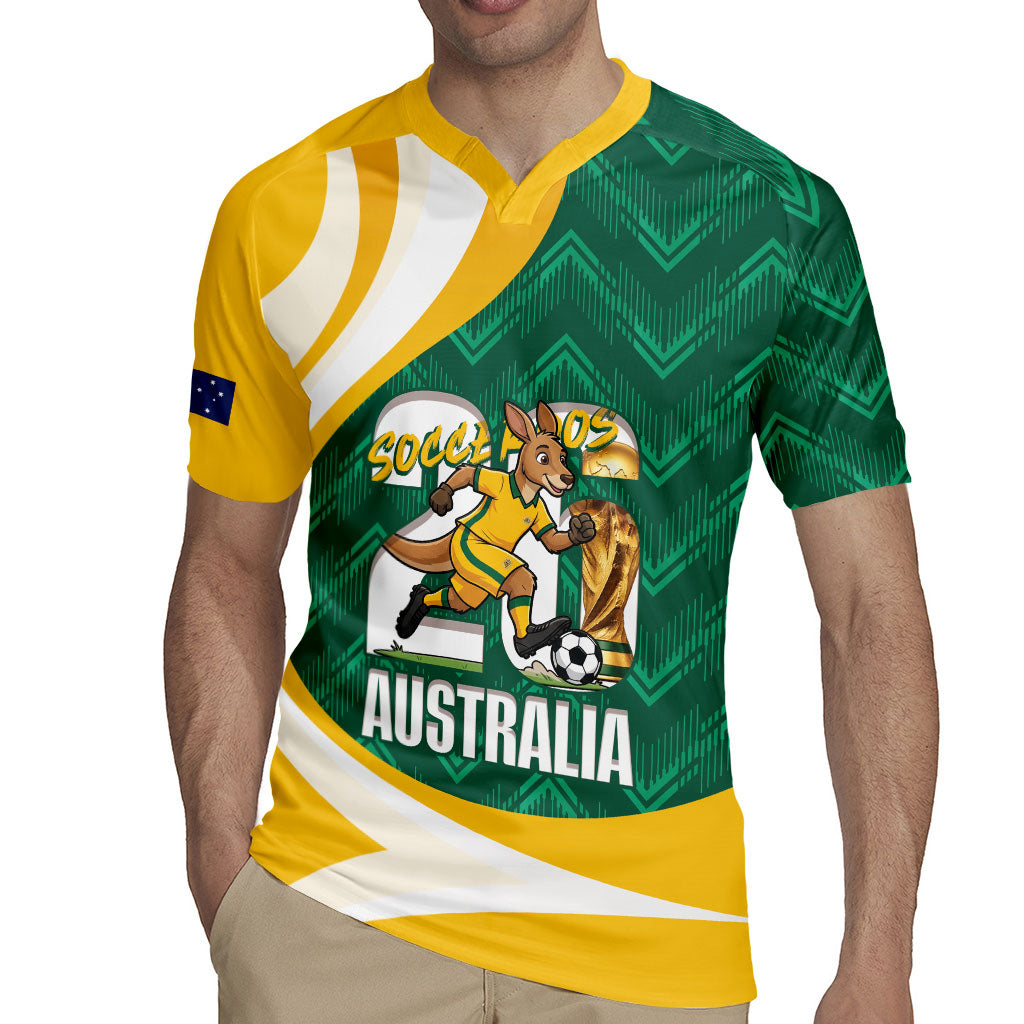 Australia 2026 Soccer Custom Rugby Jersey Go Socceroos Kangaroo Mascot Green Sporty