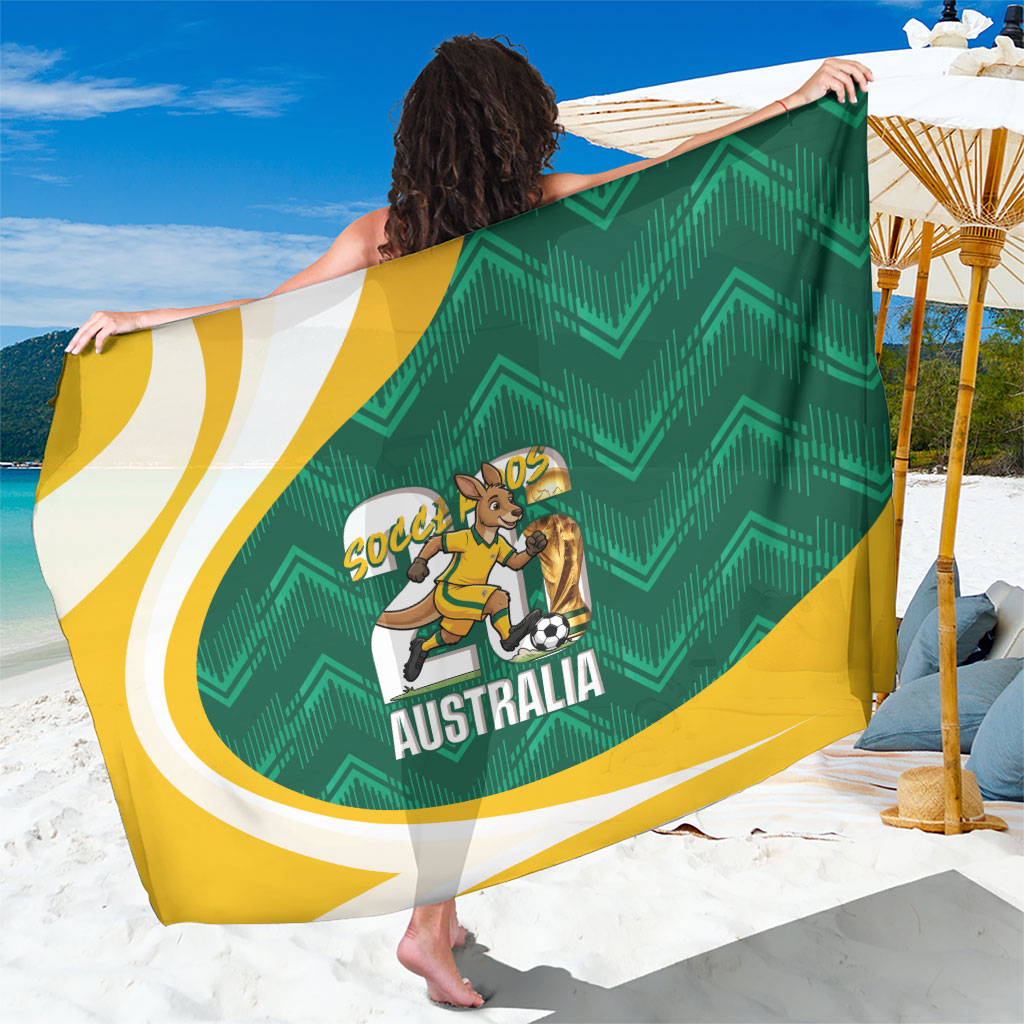Australia 2026 Soccer Sarong Go Socceroos Kangaroo Mascot Green Sporty