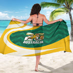 Australia 2026 Soccer Sarong Go Socceroos Kangaroo Mascot Green Sporty