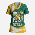 Australia 2026 Soccer Custom Scrub Top Go Socceroos Kangaroo Mascot Green Sporty