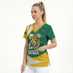 Australia 2026 Soccer Custom Scrub Top Go Socceroos Kangaroo Mascot Green Sporty