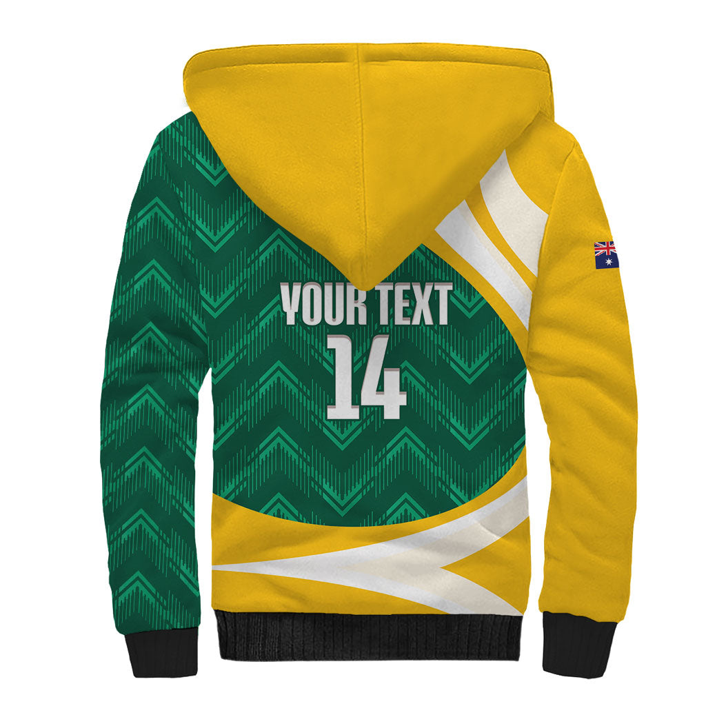 Australia 2026 Soccer Custom Sherpa Hoodie Go Socceroos Kangaroo Mascot Green Sporty