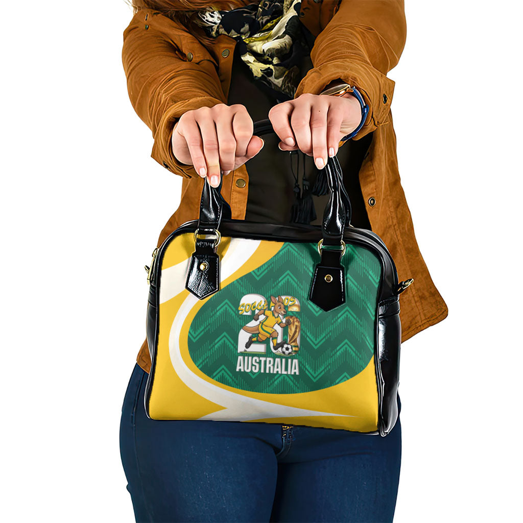 Australia 2026 Soccer Shoulder Handbag Go Socceroos Kangaroo Mascot Green Sporty