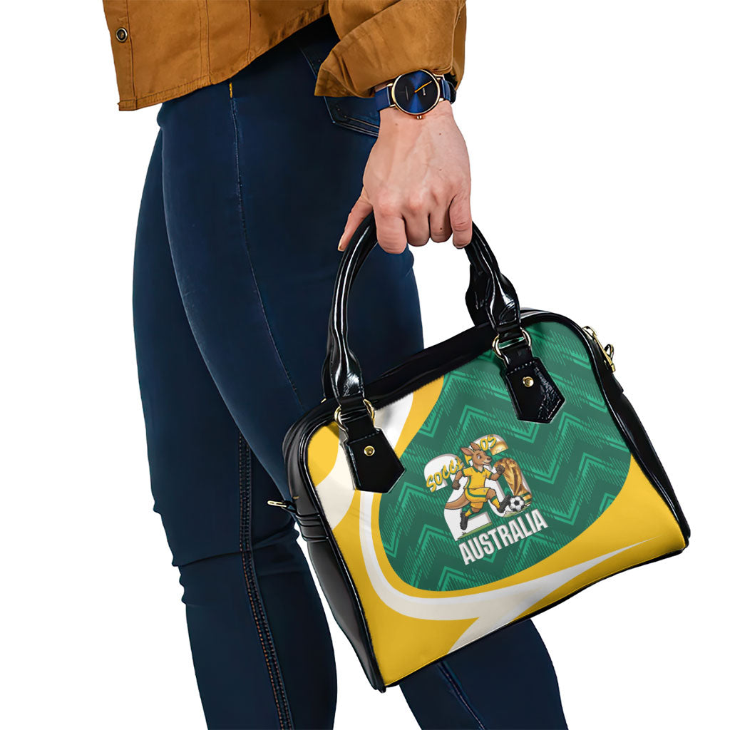 Australia 2026 Soccer Shoulder Handbag Go Socceroos Kangaroo Mascot Green Sporty