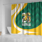 Australia 2026 Soccer Shower Curtain Go Socceroos Kangaroo Mascot Green Sporty