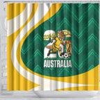 Australia 2026 Soccer Shower Curtain Go Socceroos Kangaroo Mascot Green Sporty