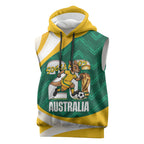 Australia 2026 Soccer Custom Sleeveless Hoodie Go Socceroos Kangaroo Mascot Green Sporty